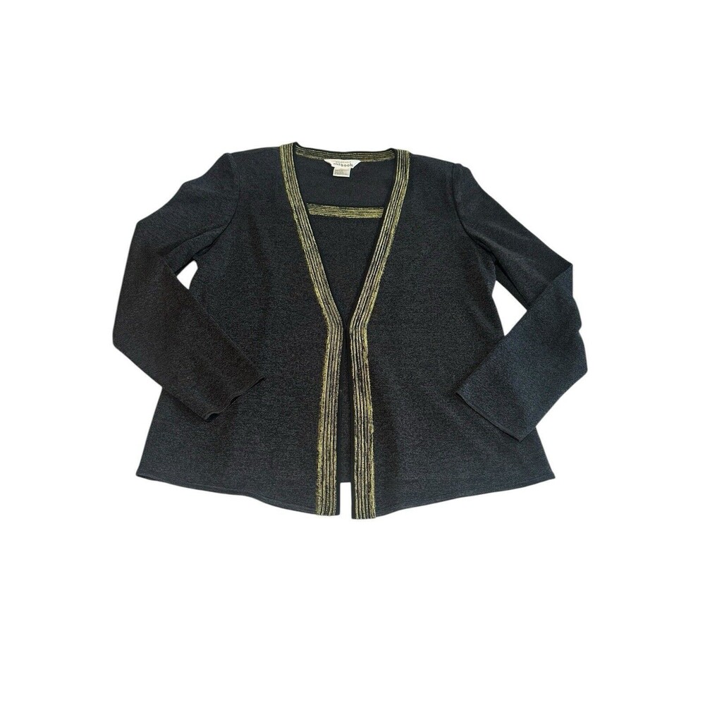 Exclusively Misook Women’s Size Large Black Sweater Cardigan Travel Knit #B2-3